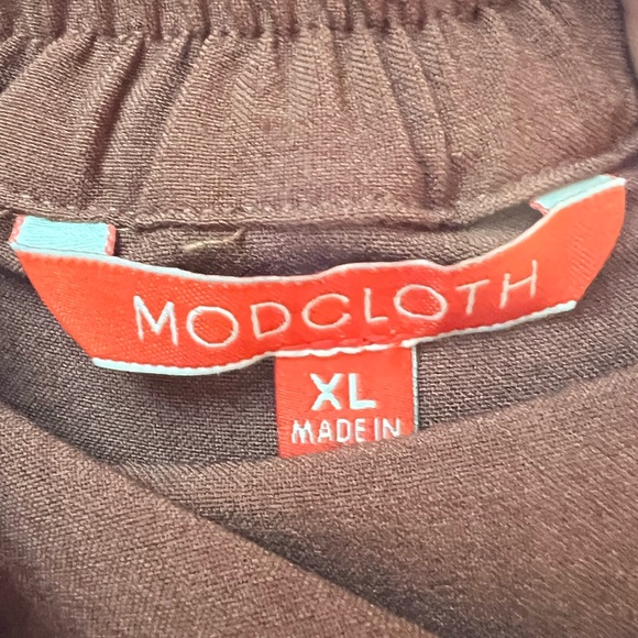 ModCloth Retro Button Down Chocolate Brown MIDI Skirt, Pleated, Pockets, Size XL - Picture 6 of 9